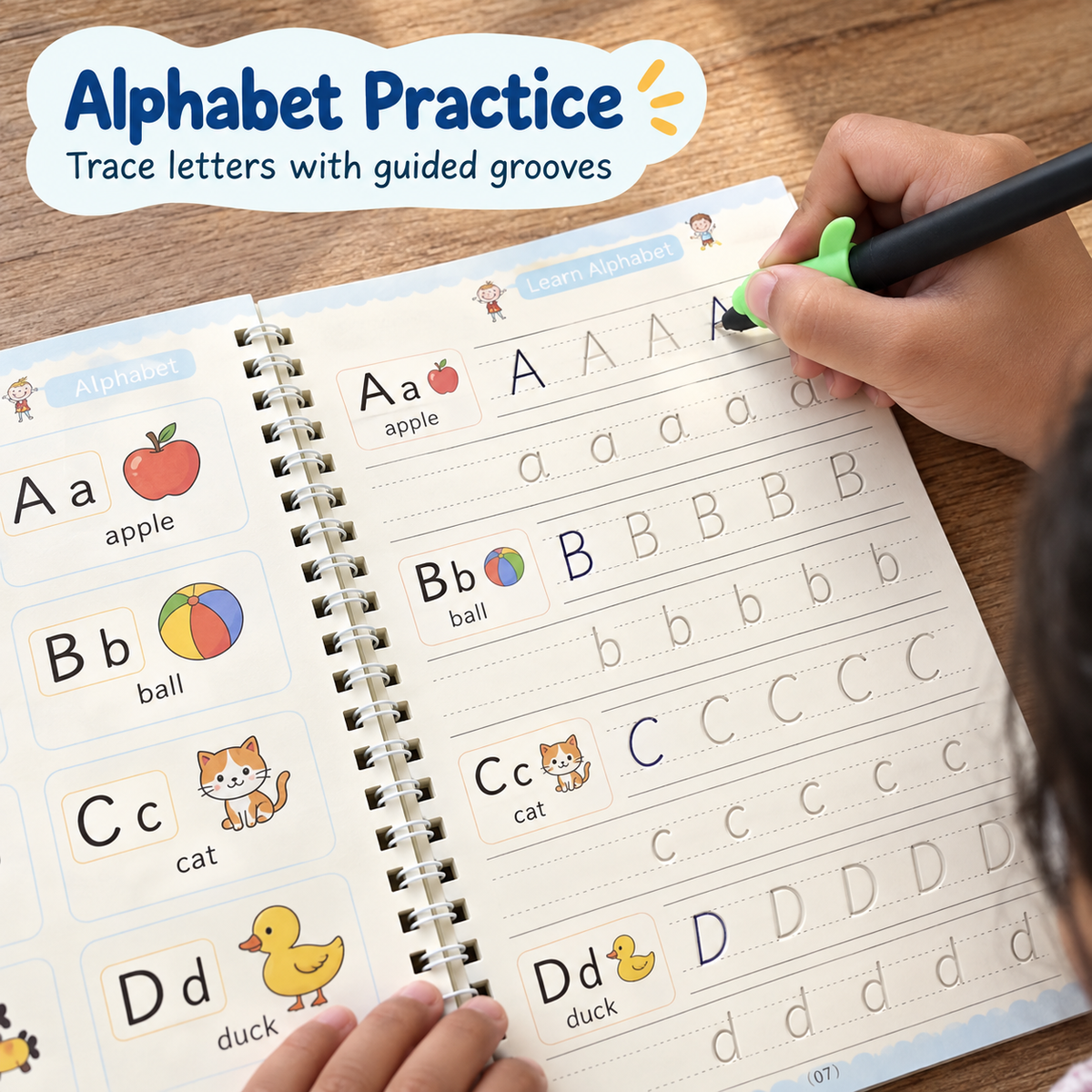 Alphabet grooved tracing practice