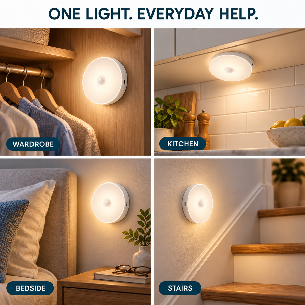 Motion sensor lights for wardrobe kitchen bedside and stairs