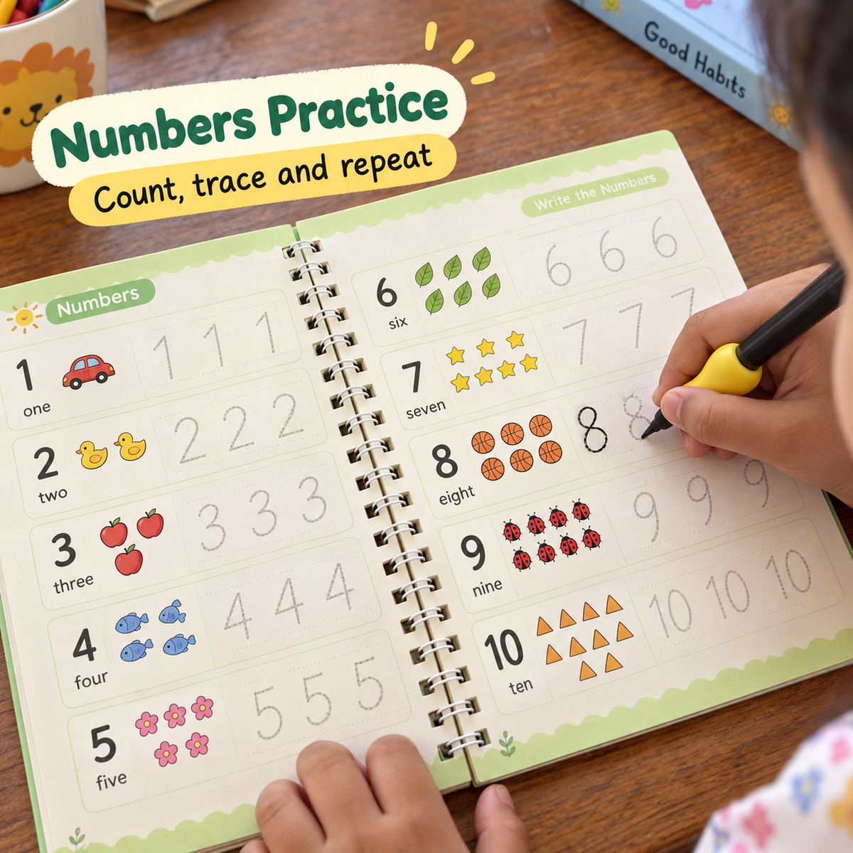 Numbers counting and tracing practice