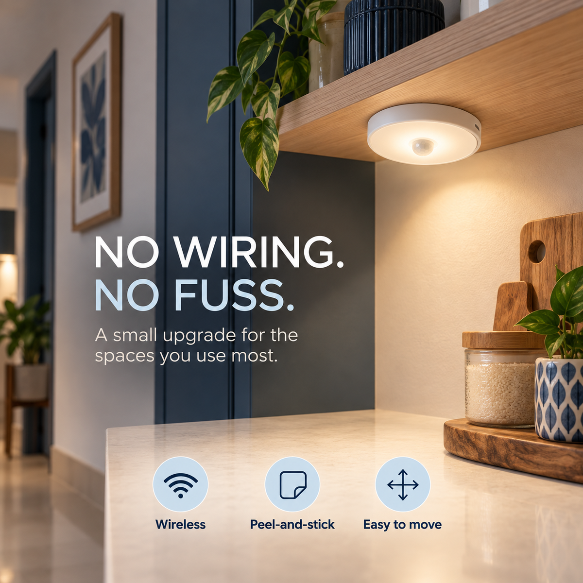 Wireless motion sensor lights for dark home corners