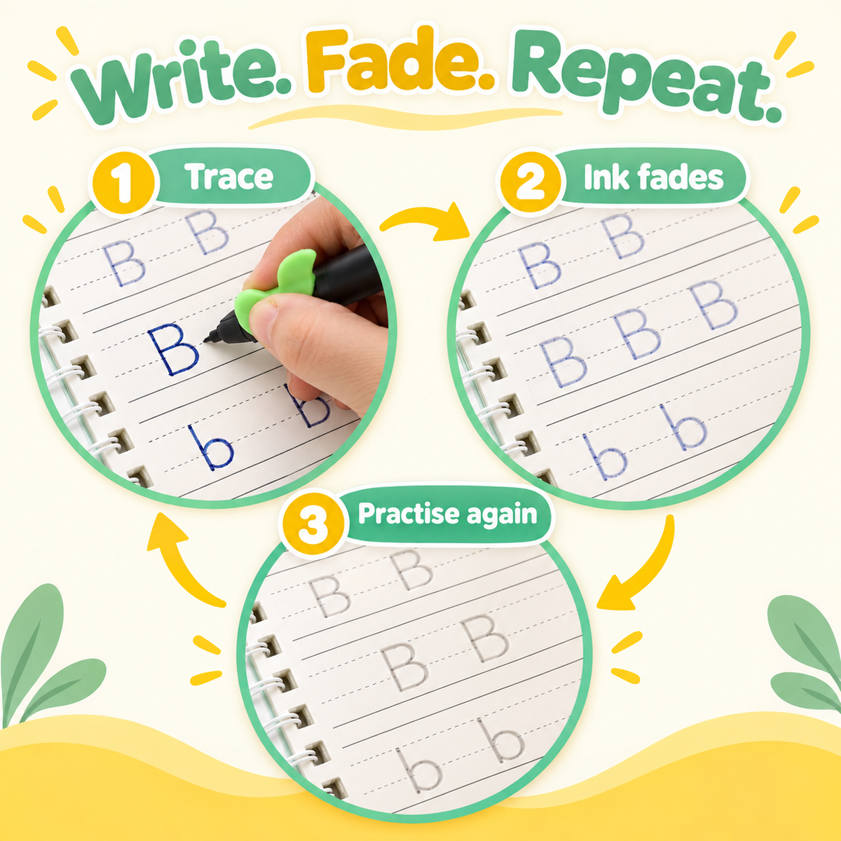 Write fade and repeat reusable ink demonstration
