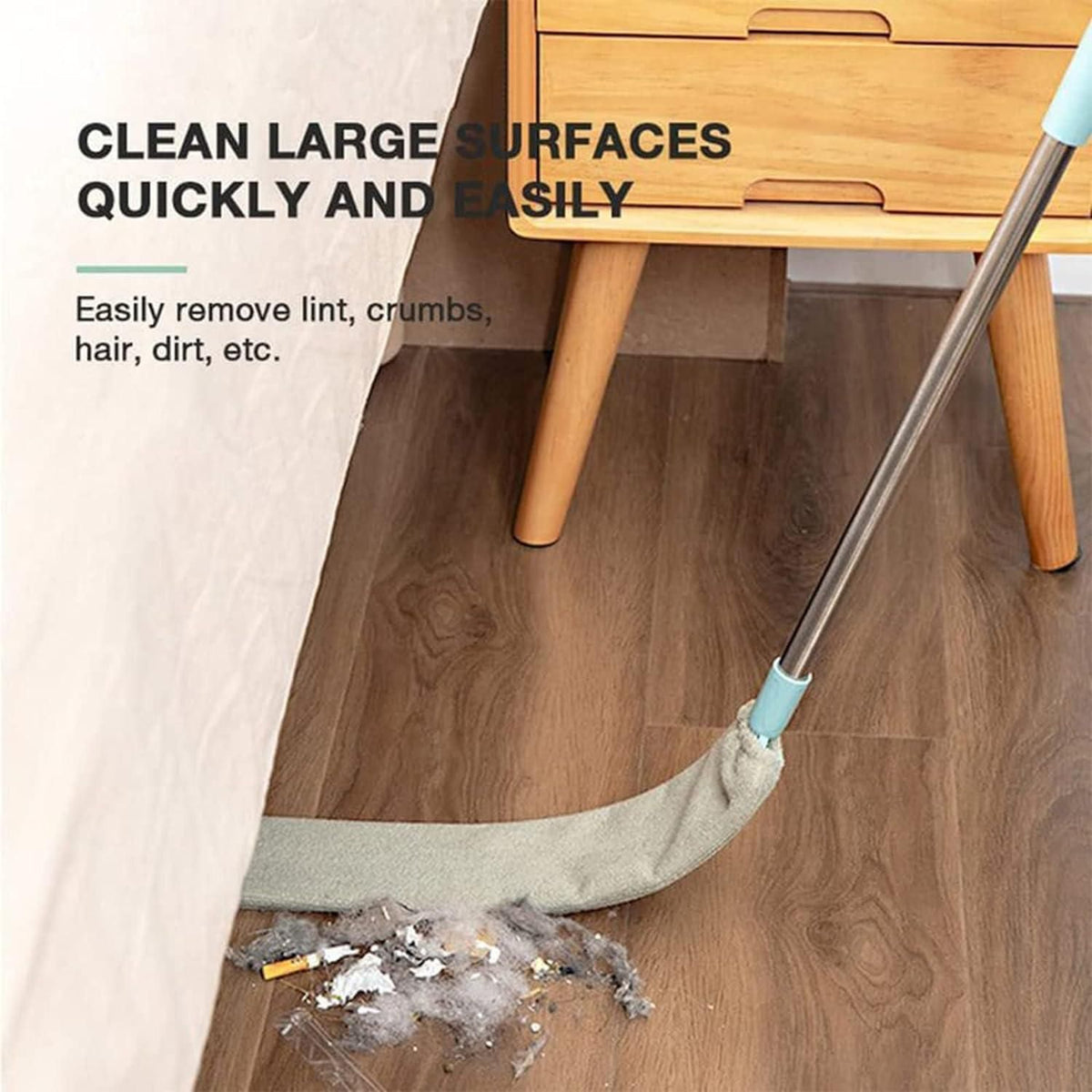 Extendable microfiber duster cleaning under furniture