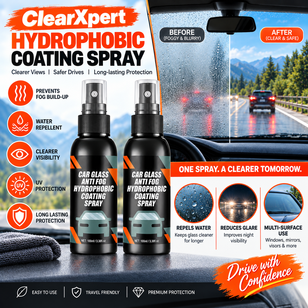 ClearXpert spray and wipe application