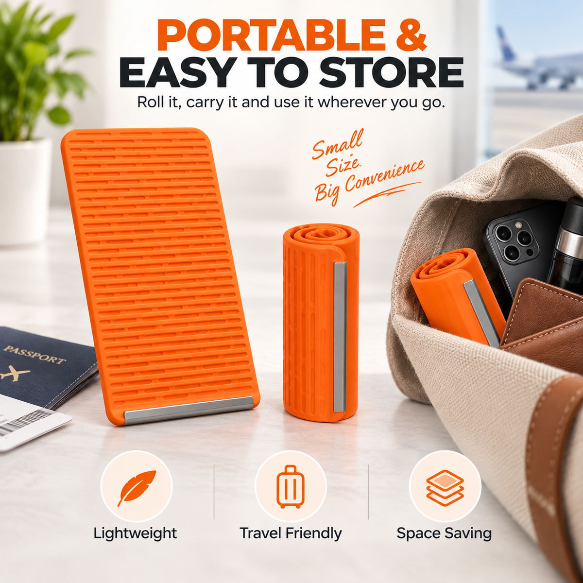 Portable rollable phone stand packed compactly