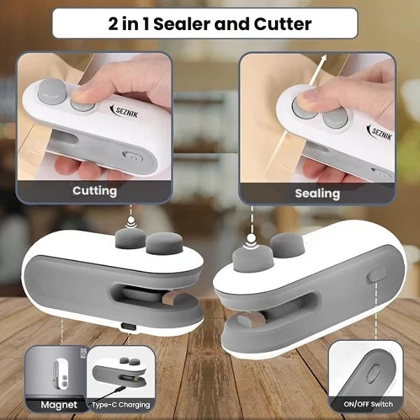 FreshLock 2-in-1 sealer and cutter feature