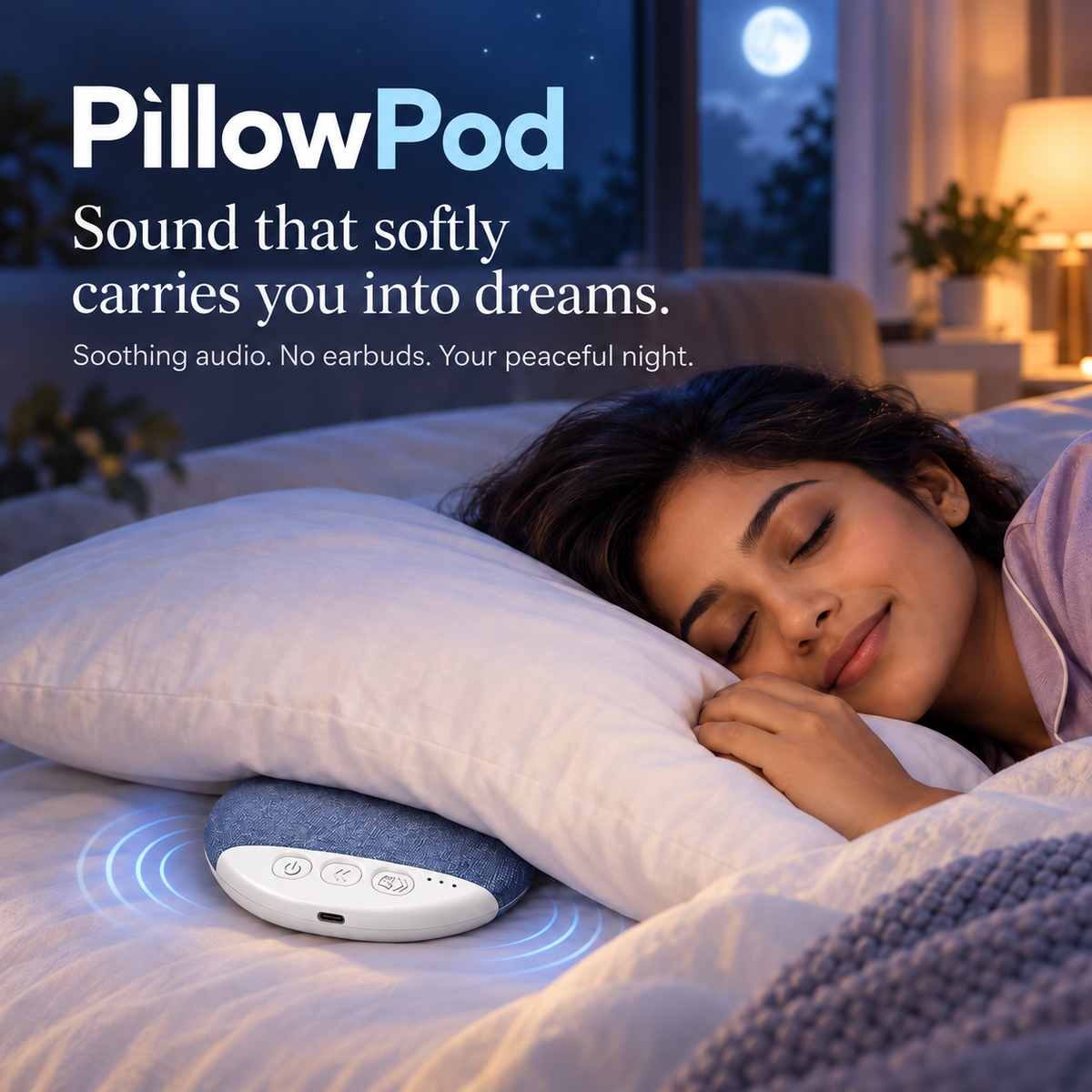 PillowPod Bluetooth pillow speaker for a soothing bedtime routine